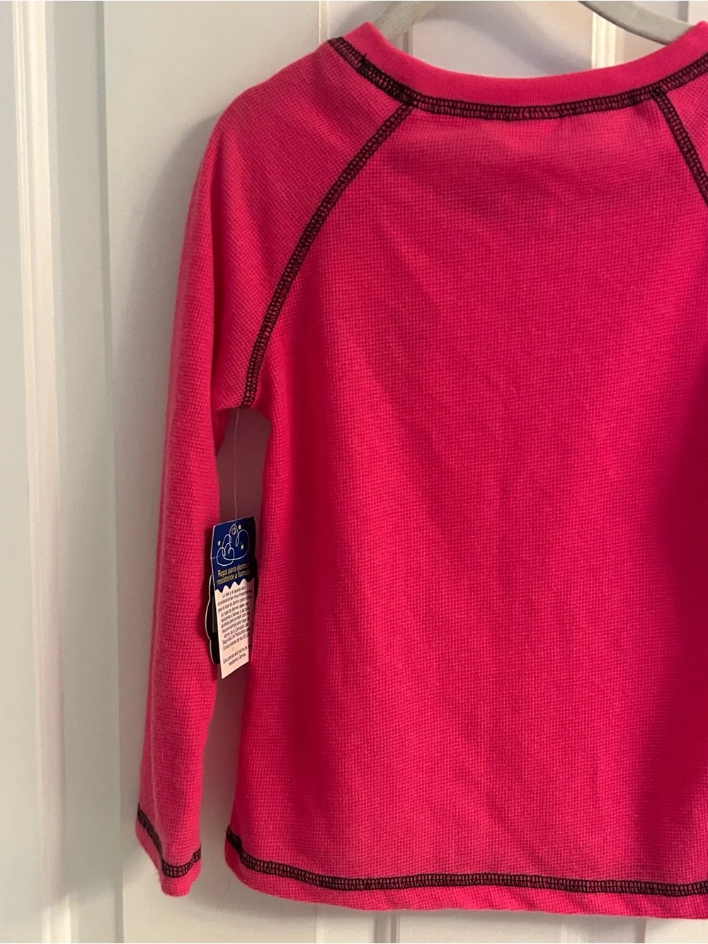 NWT-total girl Bright Pink Long Sleeve Top Pajama Top with Silver Glitter Heart